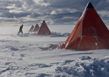 Research camp in Antarctica. Photo by Jack Triest, via Australian National University