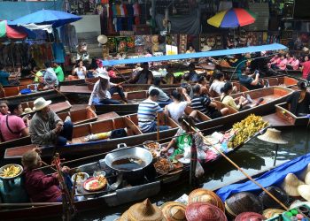 Bangkok Thailand Floating Market Boats River
